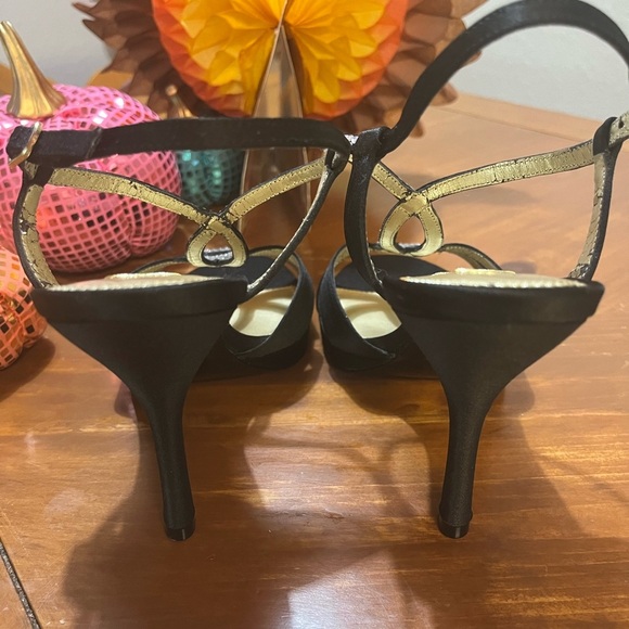 Nina Ricci Vierra Strappy Rhinestone Satin Heels, Black, Size 9M - Picture 4 of 9